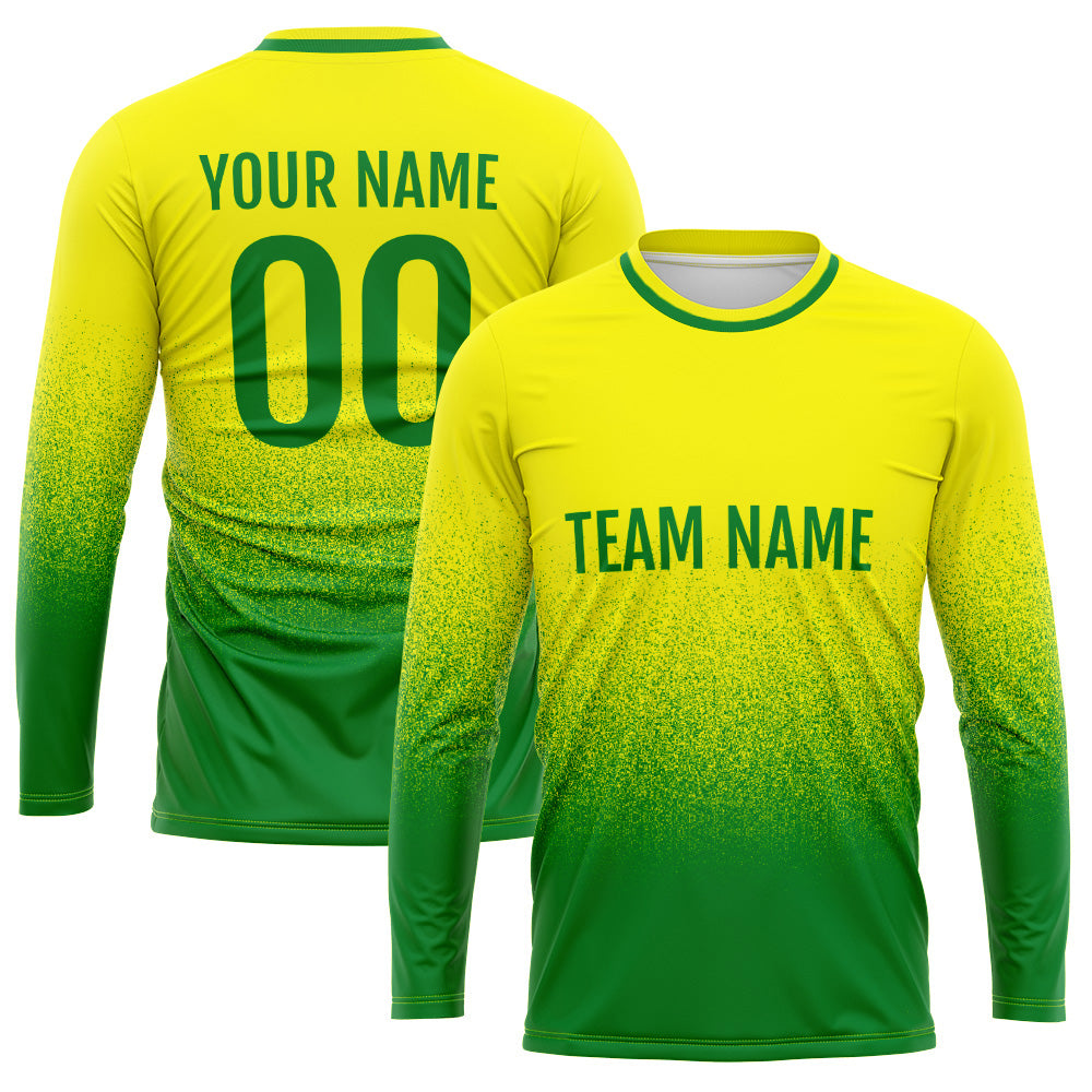 Custom Basketball Soccer Football Shooting Long T-Shirt for Adults and Kids Yellow-Green enthsush