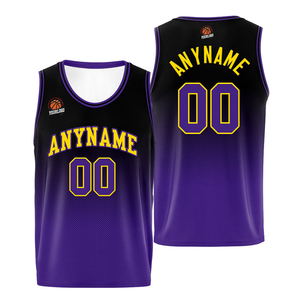 Custom Basketball Jersey Personalized Stitched Team Name Number Logo Purple&Black enthsush
