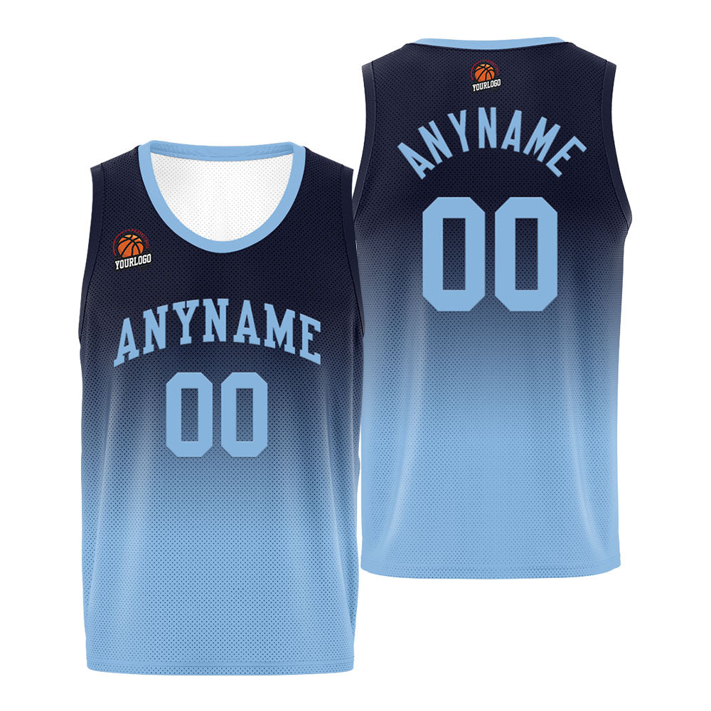 Custom Basketball Jersey Personalized Stitched Team Name Number Logo Light Blue&Navy enthsush
