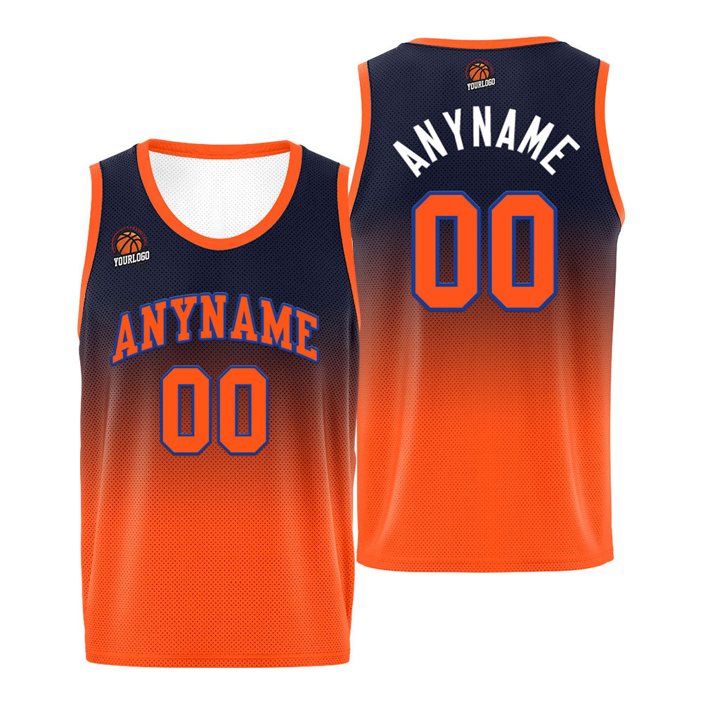 Custom Basketball Jersey Personalized Stitched Team Name Number Logo Royal&Orange enthsush