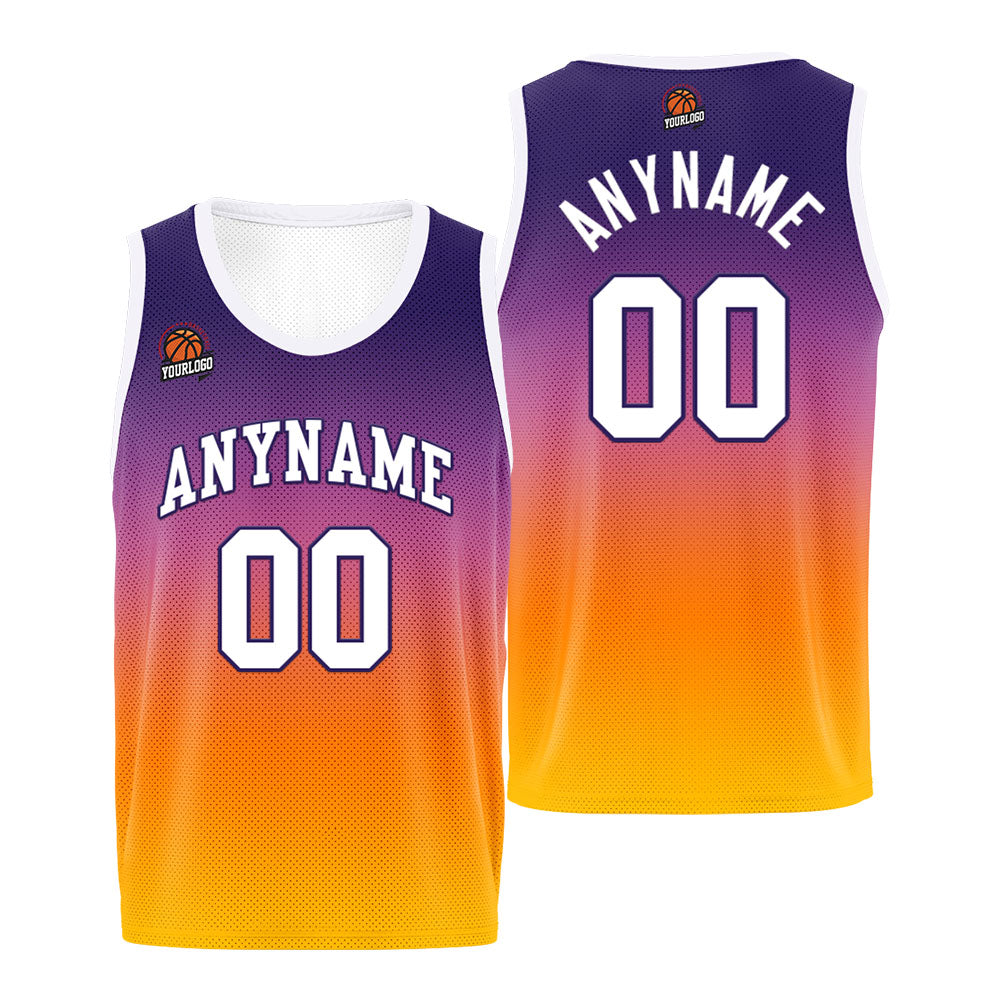 Custom Basketball Jersey Personalized Stitched Team Name Number Logo Purple&Orange enthsush