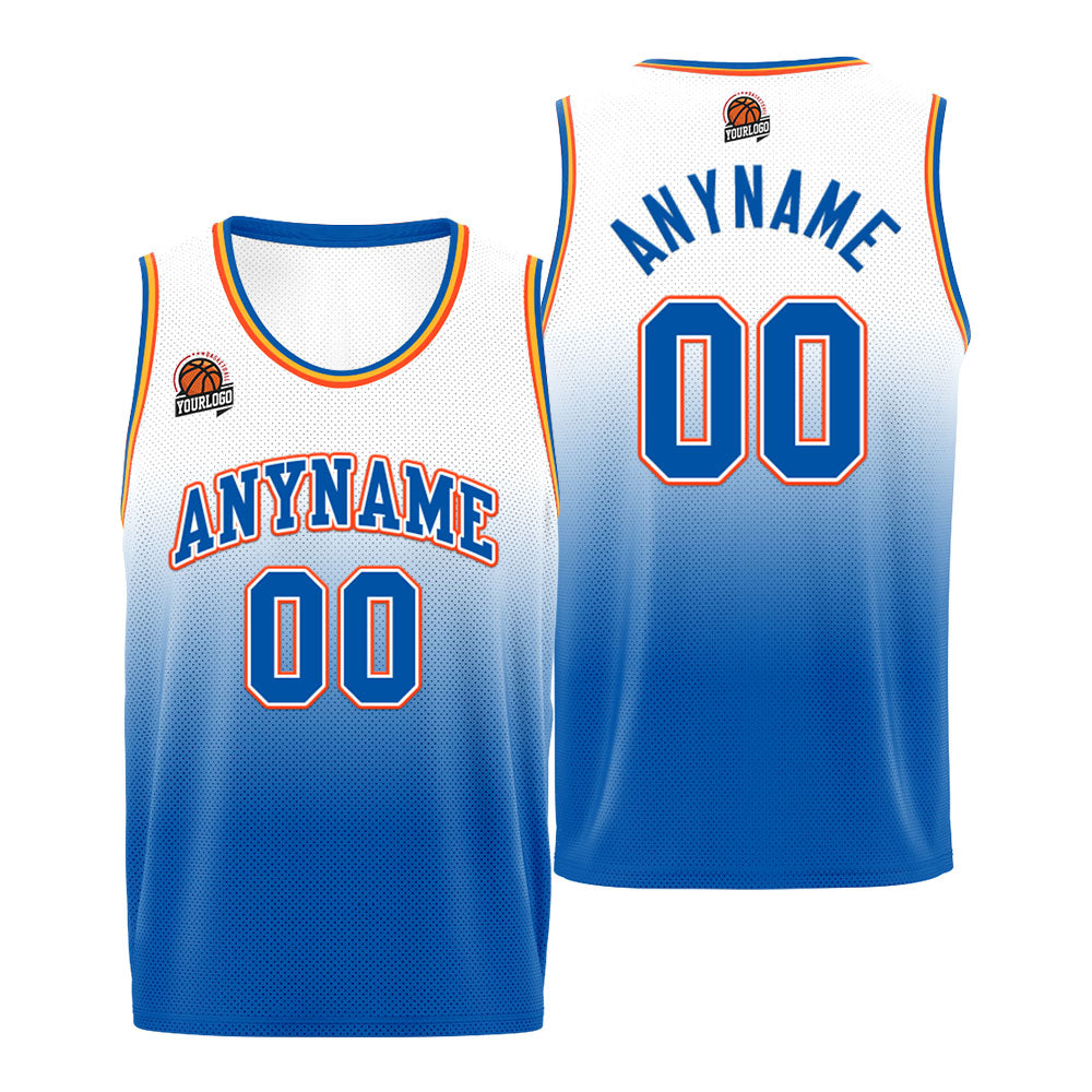 Custom Basketball Jersey Personalized Stitched Team Name Number Logo Orange&Blue enthsush