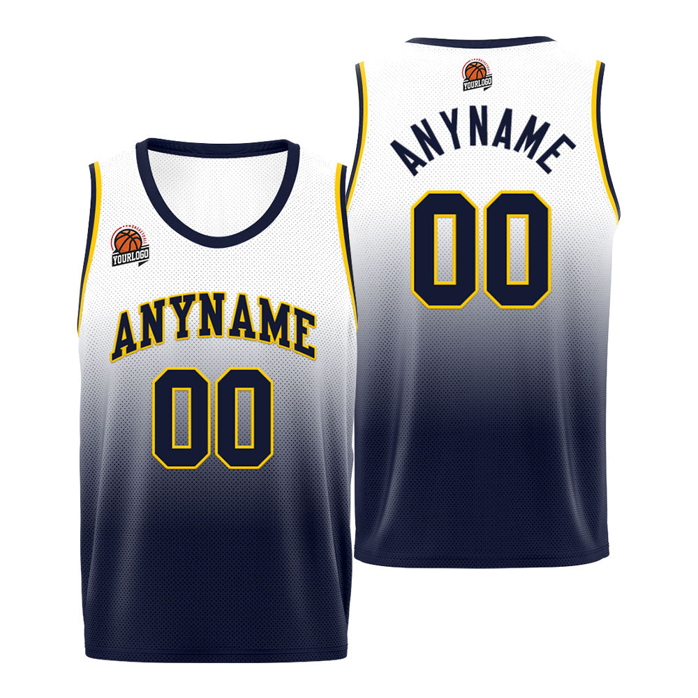 Custom Basketball Jersey Personalized Stitched Team Name Number Logo Navy&Yellow enthsush