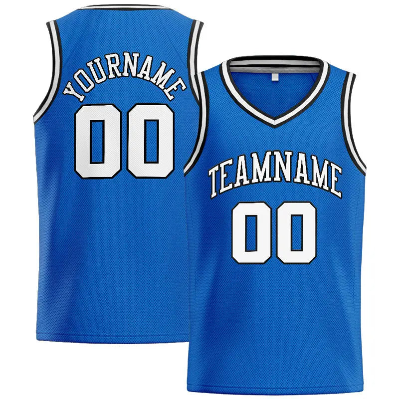 Custom Stitched Basketball Jersey for Men, Women And Kids Blue-White-Black enthsush