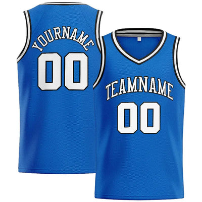 Custom Stitched Basketball Jersey for Men, Women And Kids Blue-White-Black enthsush