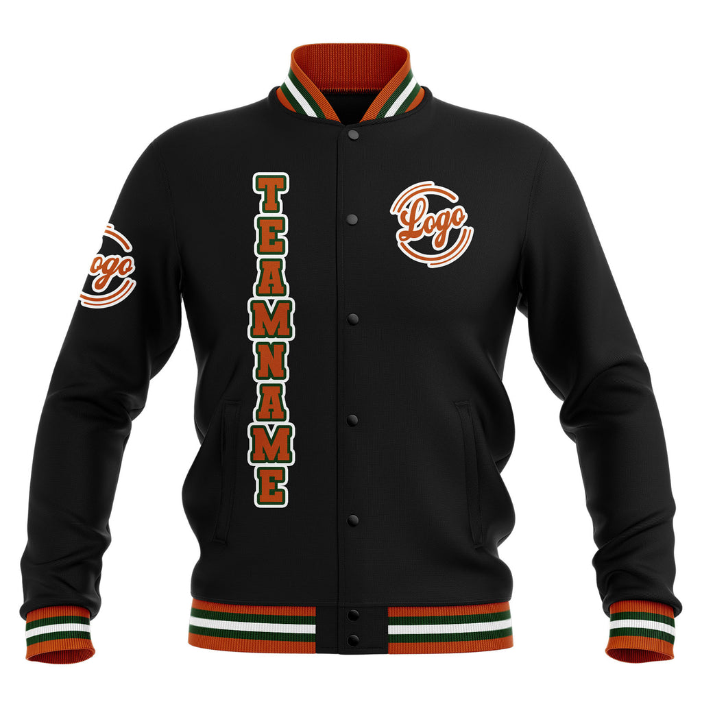 Custom Black Orange Green Waterproof Varsity Jackets Personalized Stitched Name Number Logo to Letterman Jackets enthsush