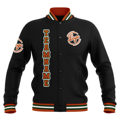 Custom Black Orange Green Waterproof Varsity Jackets Personalized Stitched Name Number Logo to Letterman Jackets enthsush