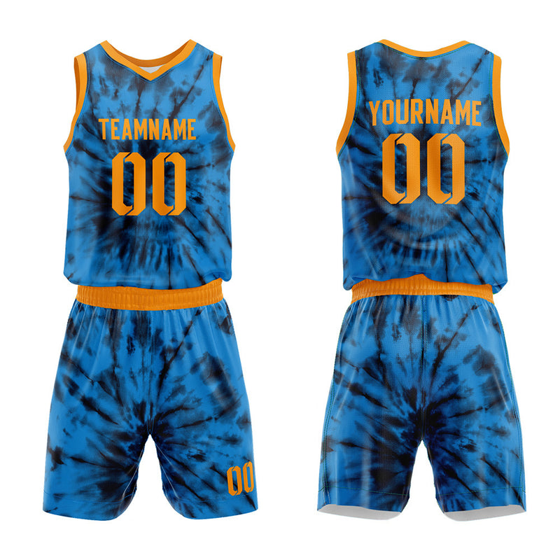 Custom Basketball Jersey Uniform Suit Printed Your Logo Name Number tie-dyed-Blue enthsush
