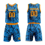Custom Basketball Jersey Uniform Suit Printed Your Logo Name Number tie-dyed-Blue
