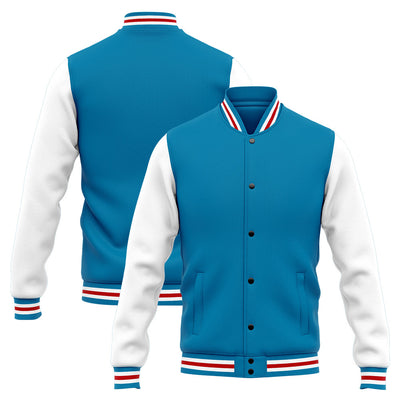 Custom Varsity Jacket Letterman jacket for Men, Women and Youth Blue White Red enthsush