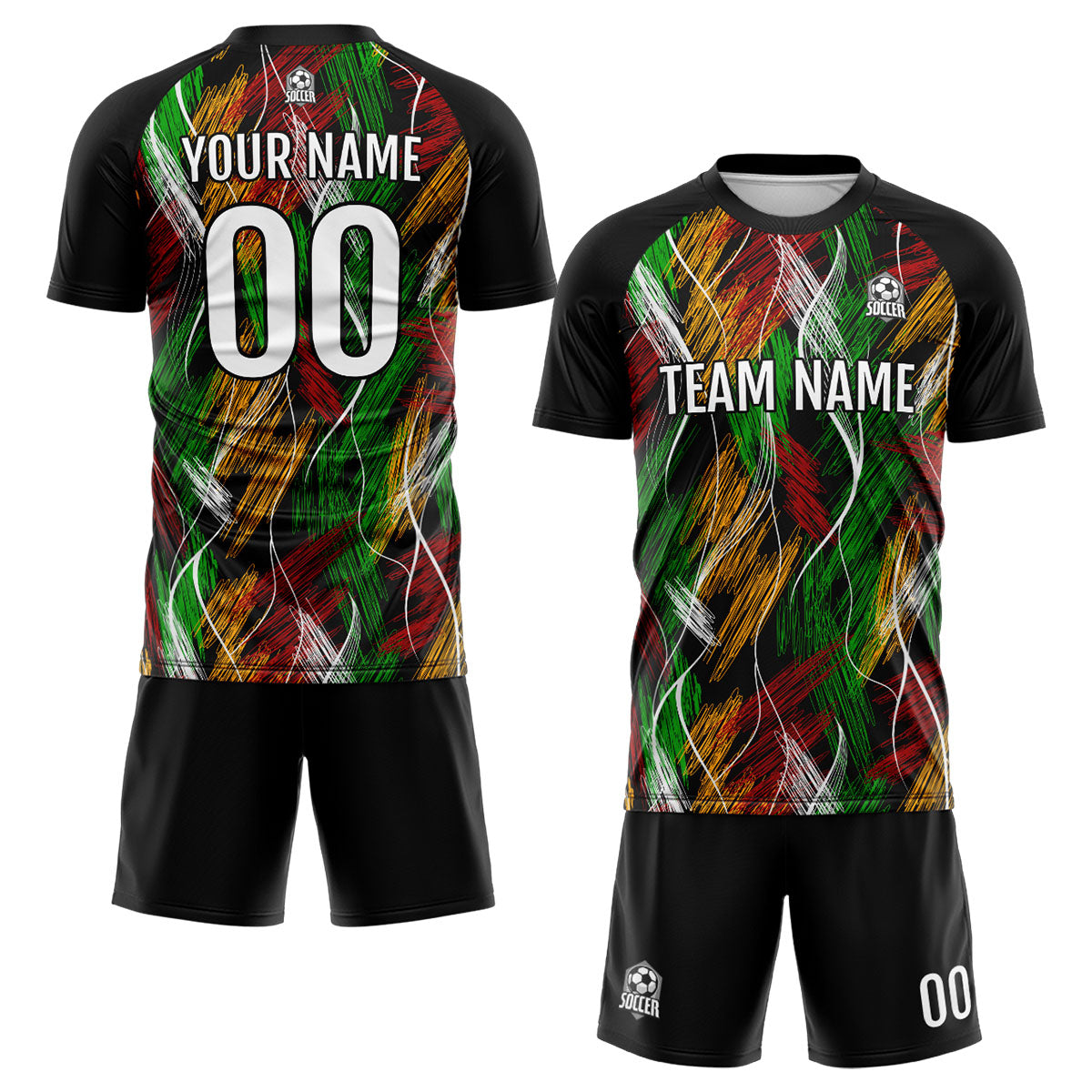Custom Black Orange Soccer Jerseys for Men Women Personalized Soccer Uniforms for Adult and Kid enthsush