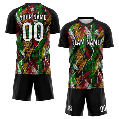 Custom Black Orange Soccer Jerseys for Men Women Personalized Soccer Uniforms for Adult and Kid enthsush