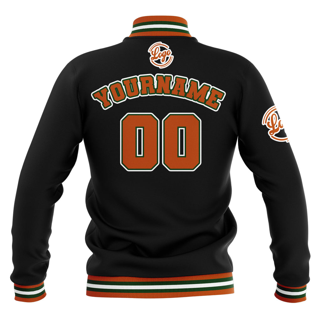 Custom Black Orange Green Waterproof Varsity Jackets Personalized Stitched Name Number Logo to Letterman Jackets enthsush