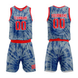 Custom Basketball Jersey Uniform Suit Printed Your Logo Name Number tie-dyed-Grey blue