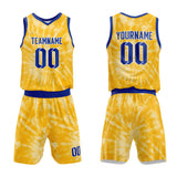 Custom Basketball Jersey Uniform Suit Printed Your Logo Name Number tie-dyed-Yellow