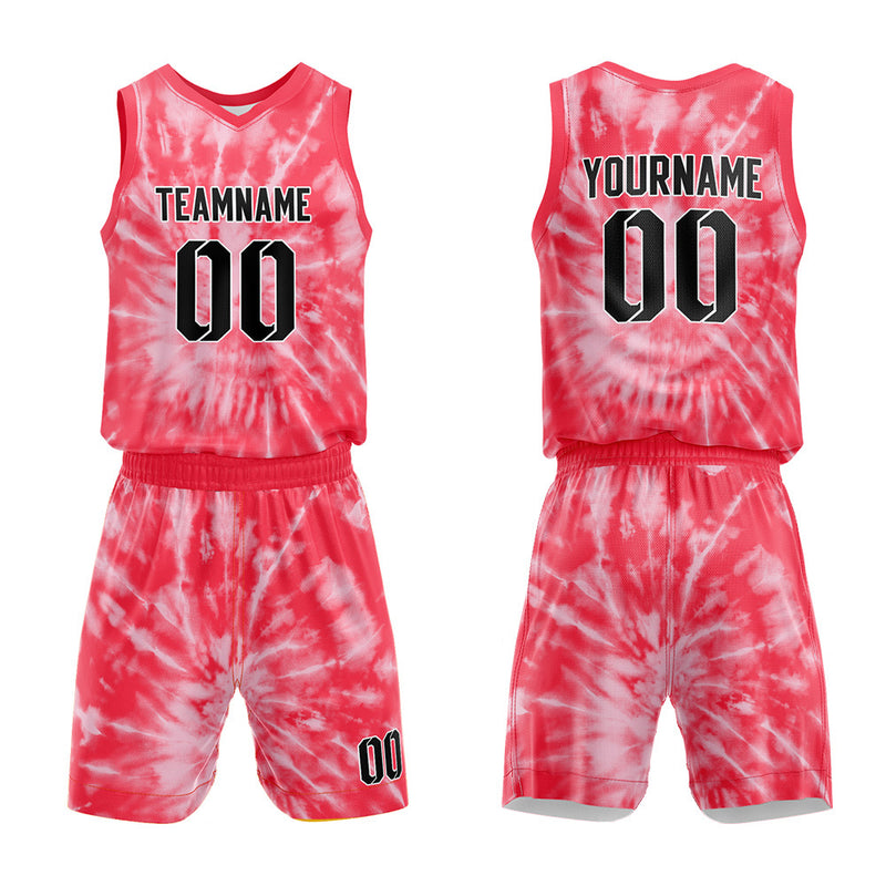 Custom Basketball Jersey Uniform Suit Printed Your Logo Name Number tie-dyed-Red enthsush