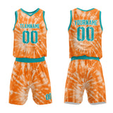 Custom Basketball Jersey Uniform Suit Printed Your Logo Name Number tie-dyed-Orange