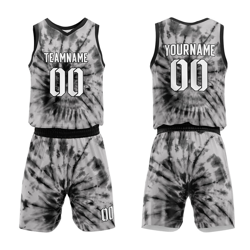 Custom Basketball Jersey Uniform Suit Printed Your Logo Name Number tie-dyed-Gray enthsush