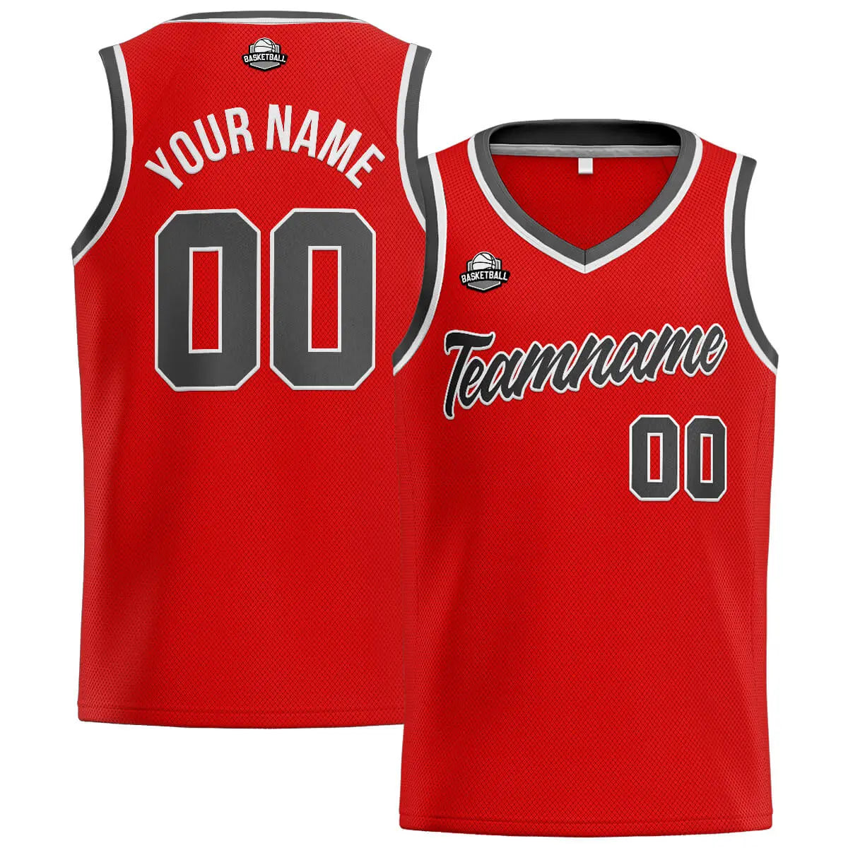 Custom Stitched Basketball Jersey for Men, Women  And Kids Red-Dark Gray enthsush