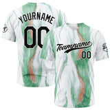 Custom Full Print Design Authentic Baseball Jersey White-Green