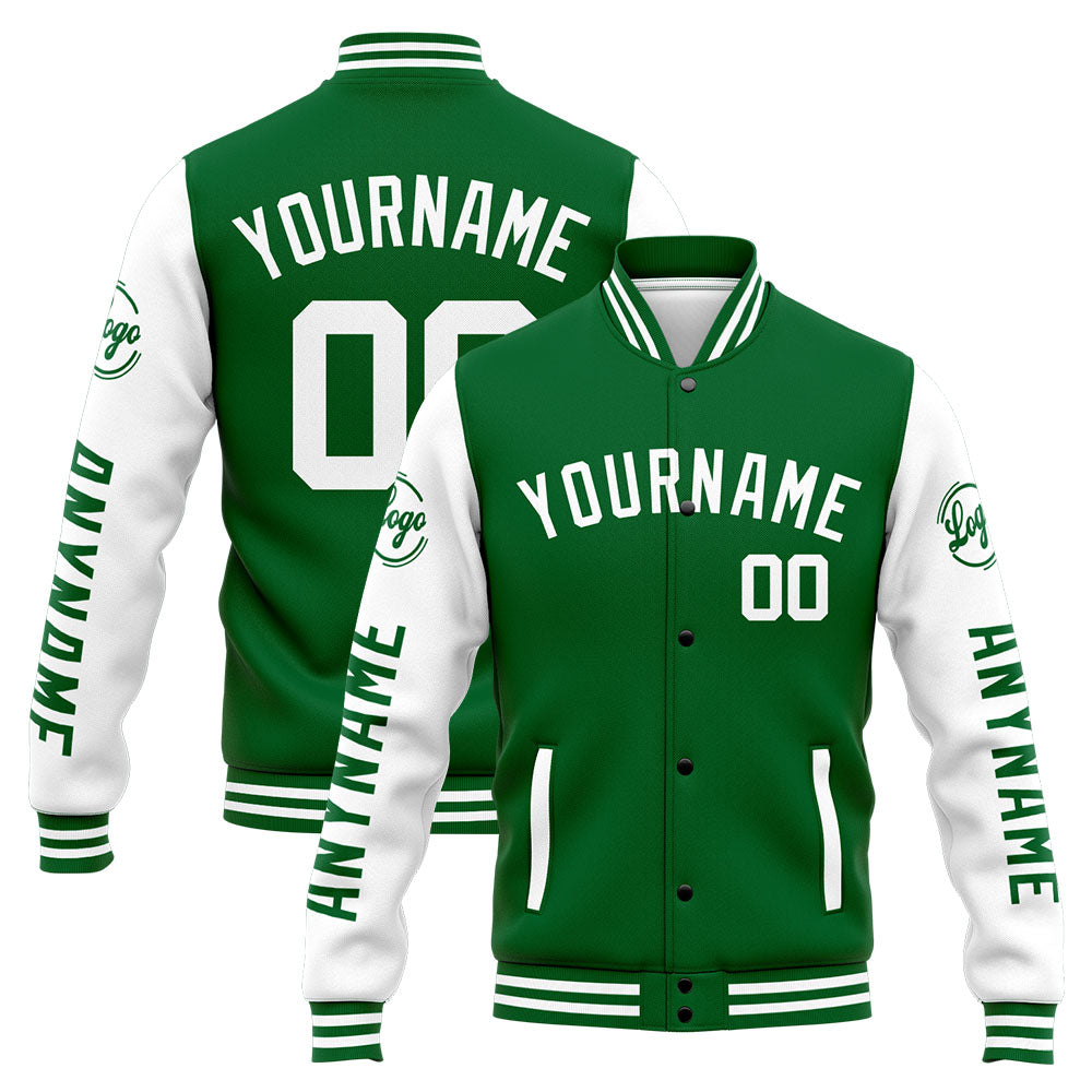 Custom Varsity Jacket Letterman jacket for Men, Women and Youth Green White enthsush