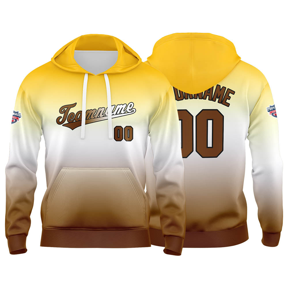 Custom Gradient Hoodie For Man Woman Girl Boy Print Your Logo Name Number Yellow White enthsush