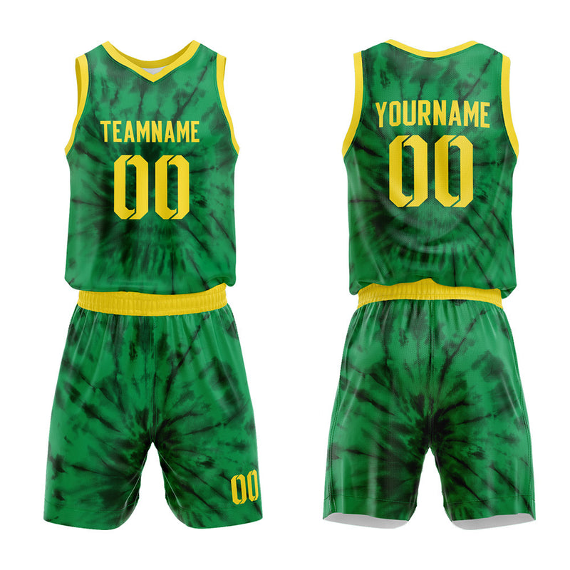 Custom Basketball Jersey Uniform Suit Printed Your Logo Name Number tie-dyed-Green enthsush