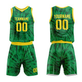 Custom Basketball Jersey Uniform Suit Printed Your Logo Name Number tie-dyed-Green