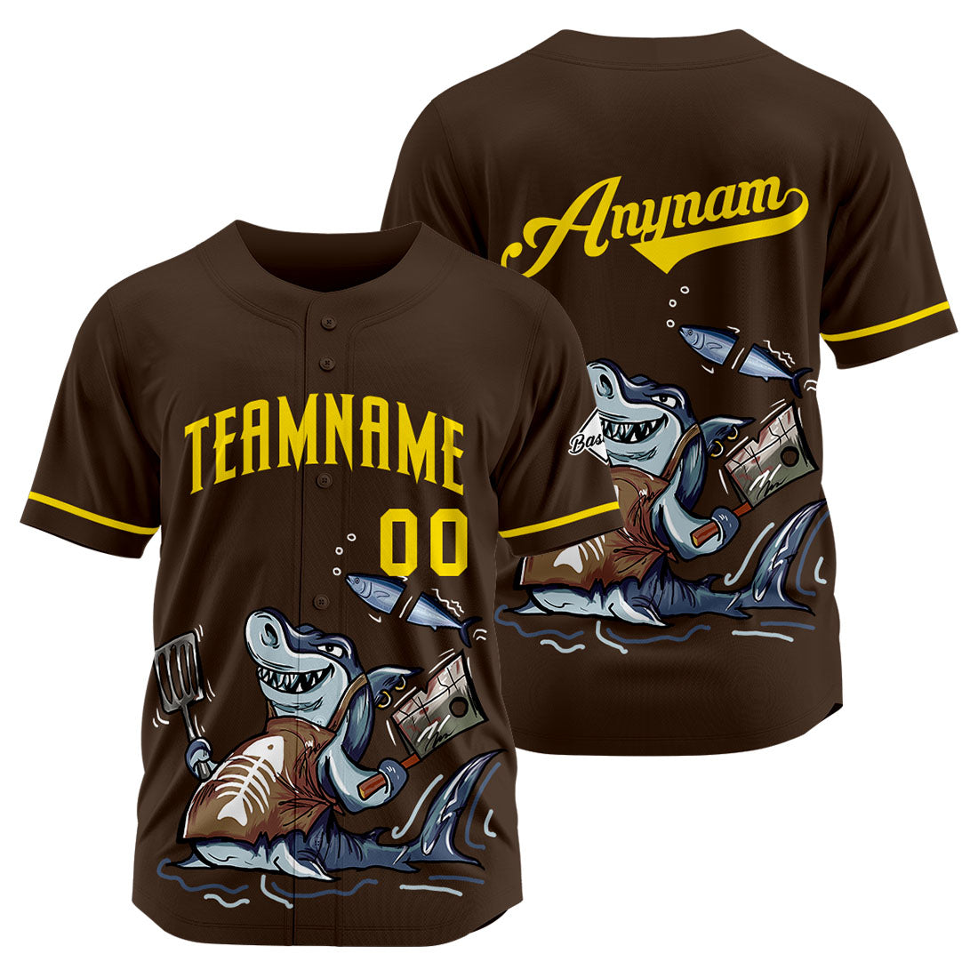 Custom Baseball Uniforms High-Quality for Adult Kids Optimized for Performance Chef Shark-Brown enthsush