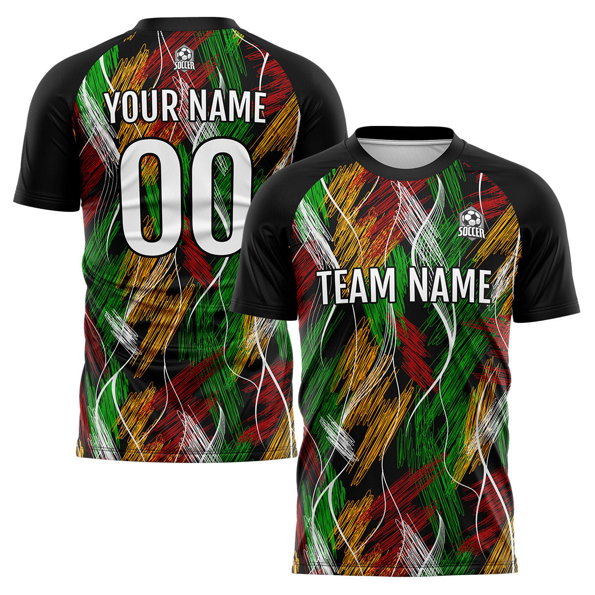 Custom Black Orange Soccer Jerseys for Men Women Personalized Soccer Uniforms for Adult and Kid enthsush
