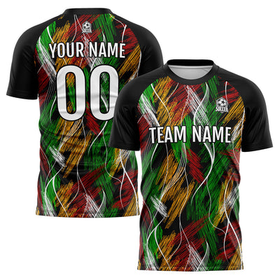 Custom Black Orange Soccer Jerseys for Men Women Personalized Soccer Uniforms for Adult and Kid enthsush