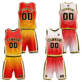 Custom Gradient Red Yellow Reversible Basketball Suit for Adults and Kids Personalized Jersey