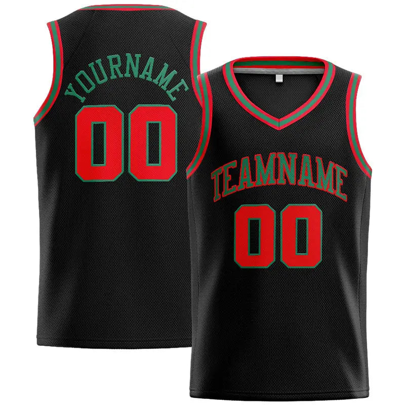Custom Stitched Basketball Jersey for Men, Women And Kids Black-Green-Red enthsush