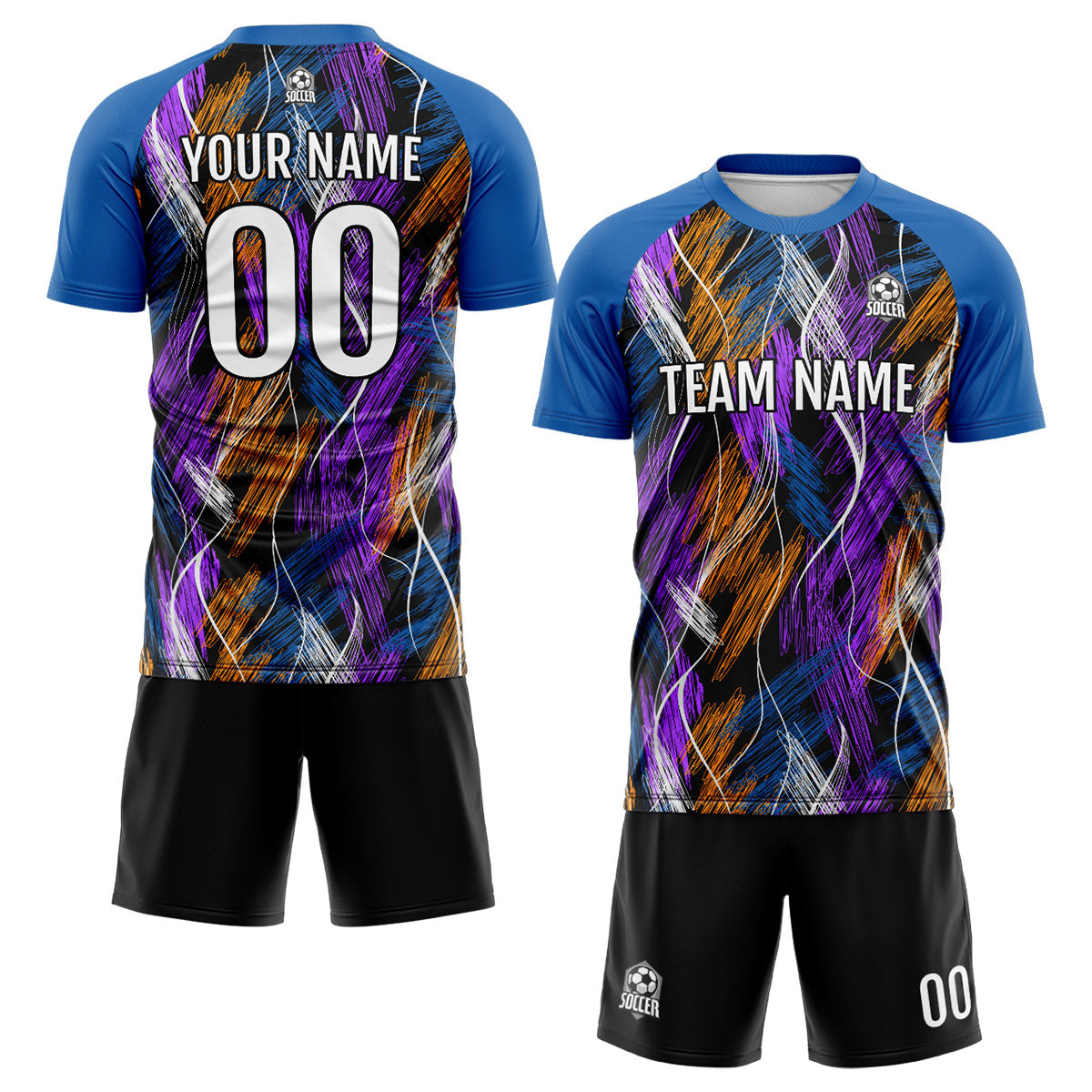 Custom Black Blue Soccer Jerseys for Men Women Personalized Soccer Uniforms for Adult and Kid enthsush