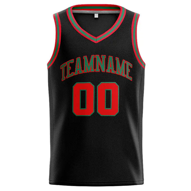 Custom Stitched Basketball Jersey for Men, Women And Kids Black-Green-Red enthsush