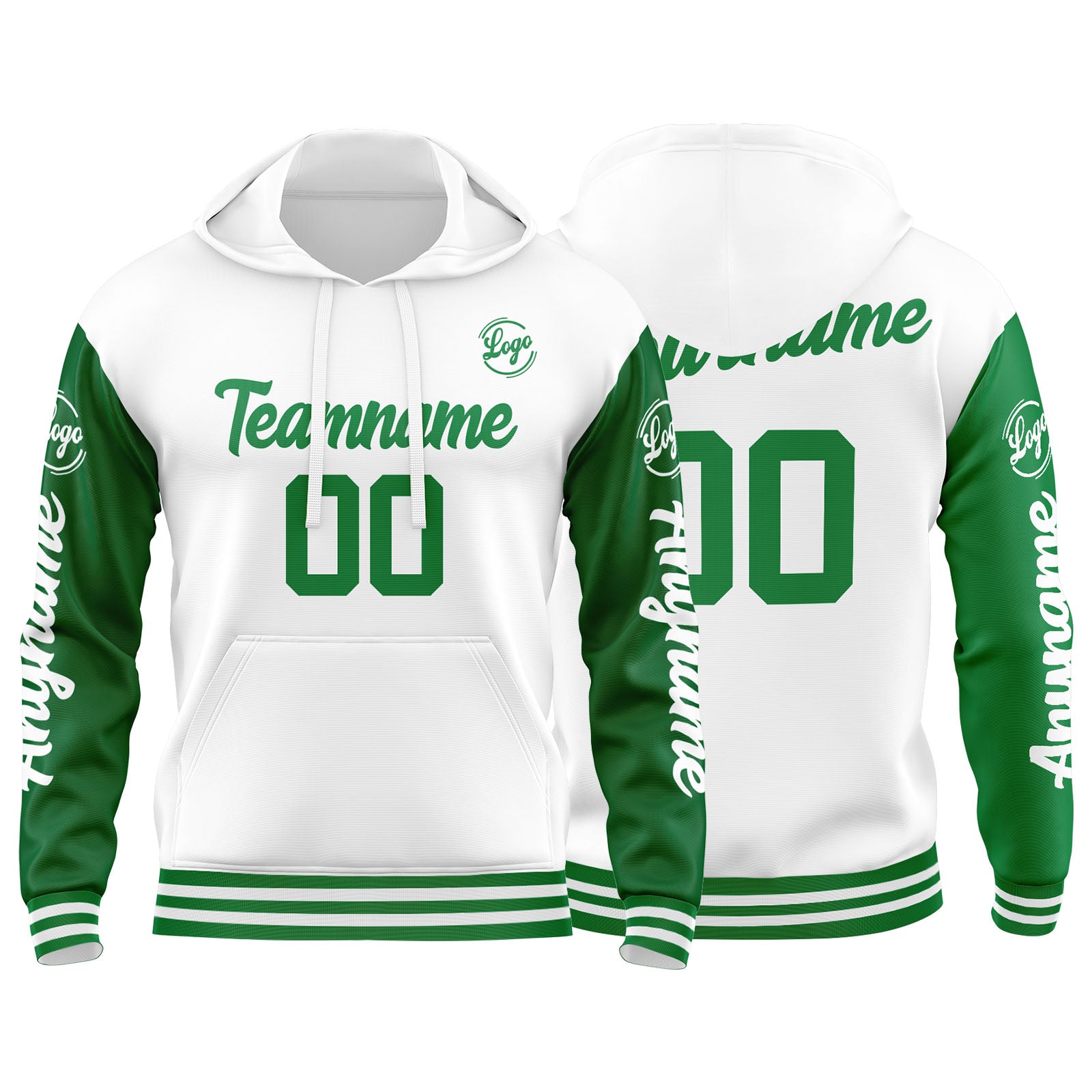 Custom Green White Sweatshirt Hoodie For Men Women Girl Boy Print Your Logo Name Number enthsush