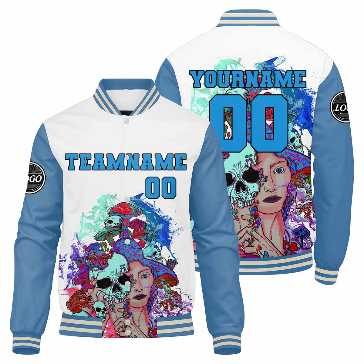 Custom Varsity Jacket Letterman jacket for Men, Women and Youth Light Blue enthsush