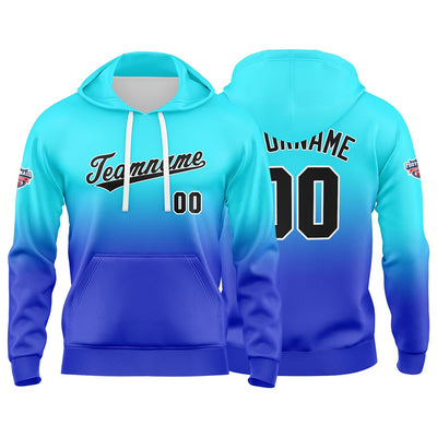 Custom Gradient Hoodie For Man Woman Girl Boy Print Your Logo Name Number Light Blue Black enthsush