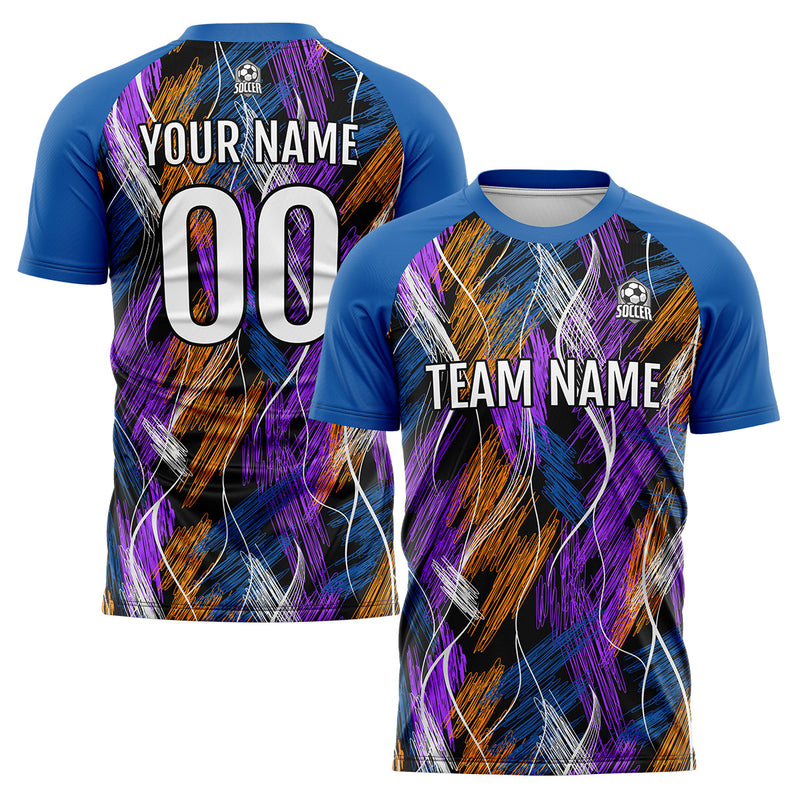 Custom Black Blue Soccer Jerseys for Men Women Personalized Soccer Uniforms for Adult and Kid