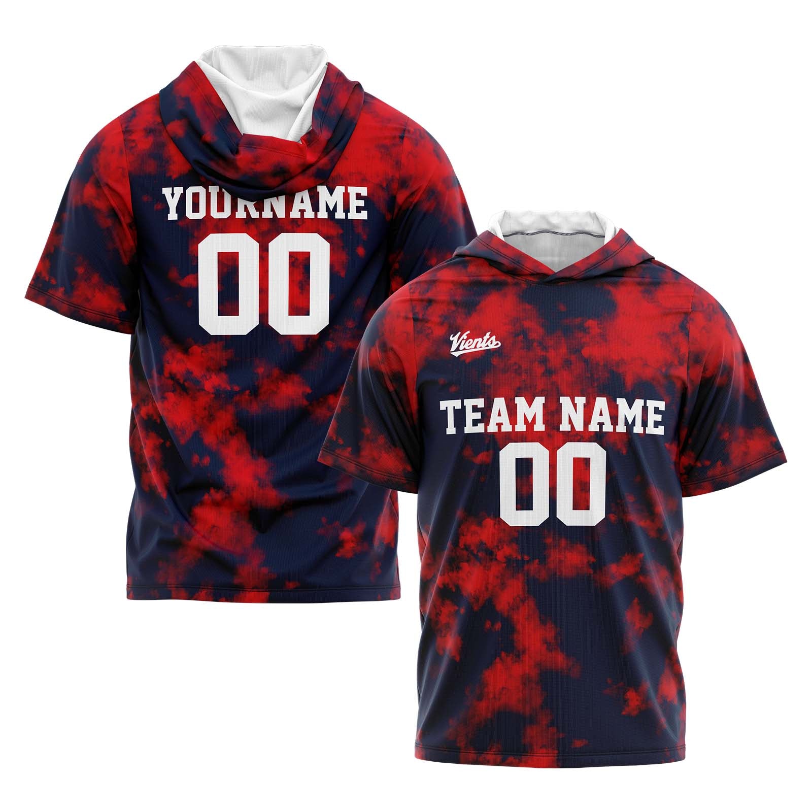Custom Navy Red Sleeve Hoodies for Men Women Shirts with Hoods Printed Name Logo enthsush