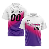 Custom White Pink Purple Short Sleeve Hoodies for Men Women Shirts with Hoods Printed Name Logo