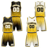 Custom Gradient Black Yellow Reversible Basketball Suit for Adults and Kids Personalized Jersey