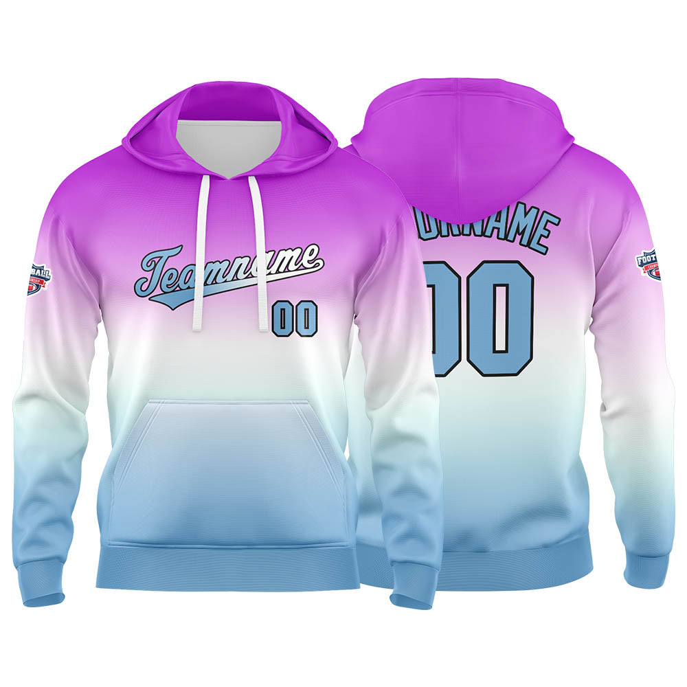 Custom Gradient Hoodie For Man Woman Girl Boy Print Your Logo Name Number Purple White enthsush