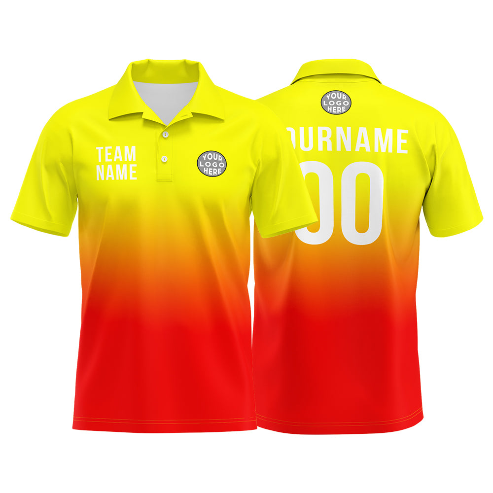Custom Yellow Red Football Polo Shirts Add Your Unique Logo/Name/Number enthsush