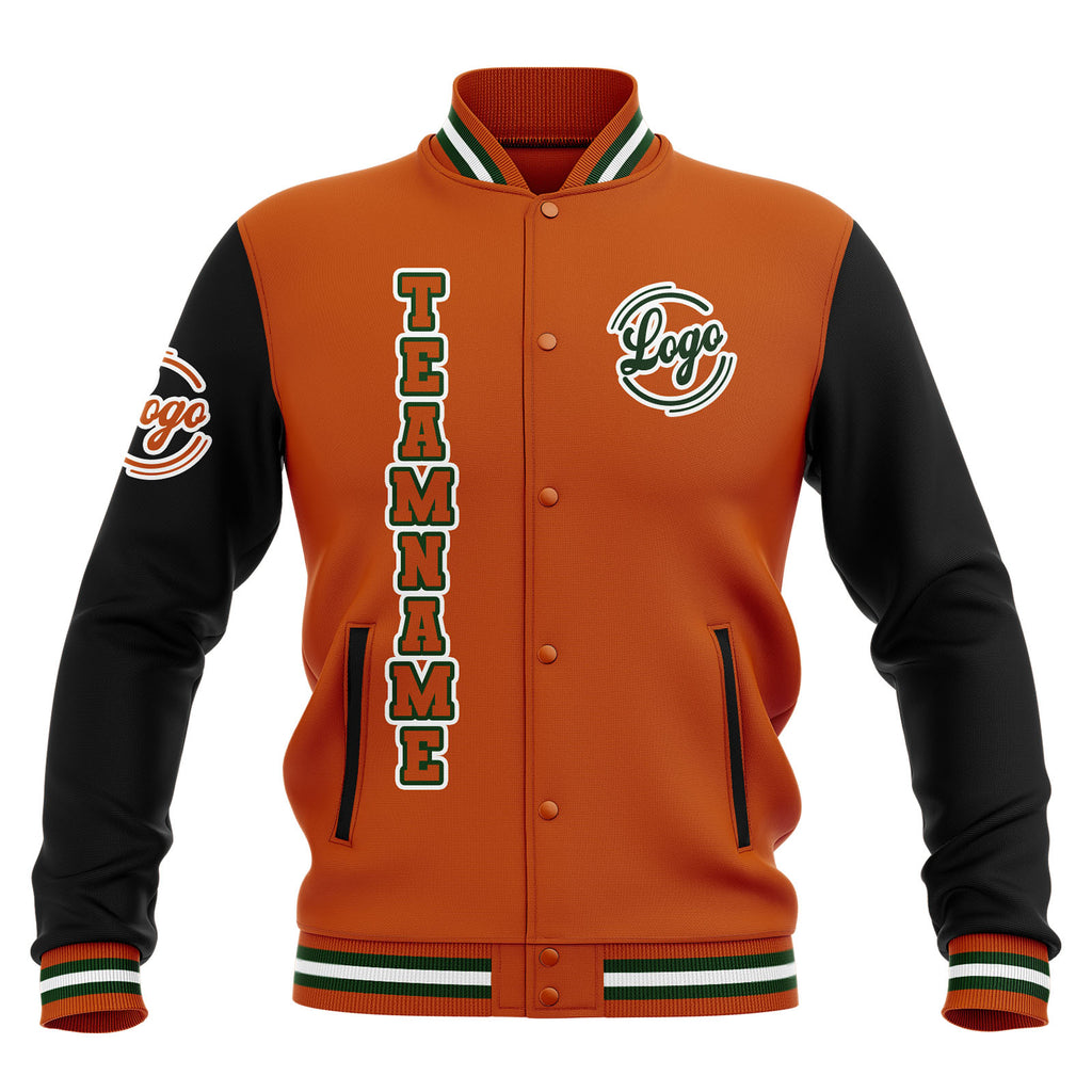 Custom Black Orange Green Waterproof Varsity Jackets Personalized Stitched Name Number Logo to Letterman Jackets enthsush