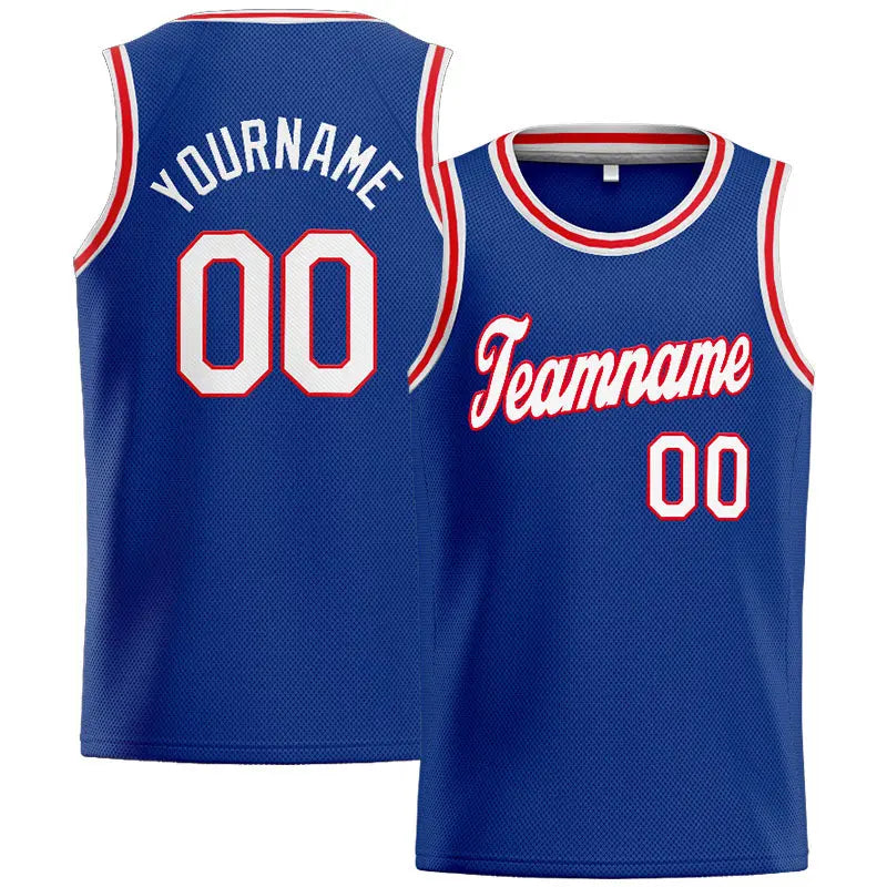 Custom Stitched Basketball Jersey for Men, Women And Kids Royal-White-Red enthsush