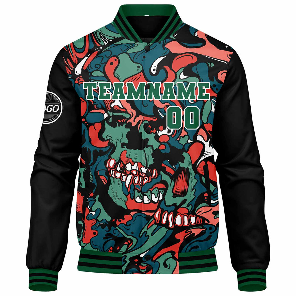 Custom Varsity Jacket Letterman jacket for Men, Women and Youth Green Orange enthsush