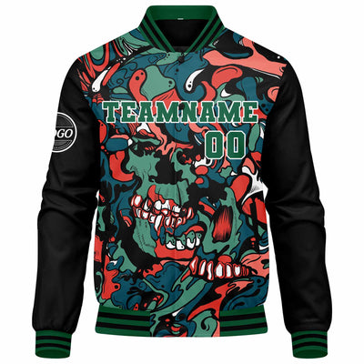 Custom Varsity Jacket Letterman jacket for Men, Women and Youth Green Orange enthsush