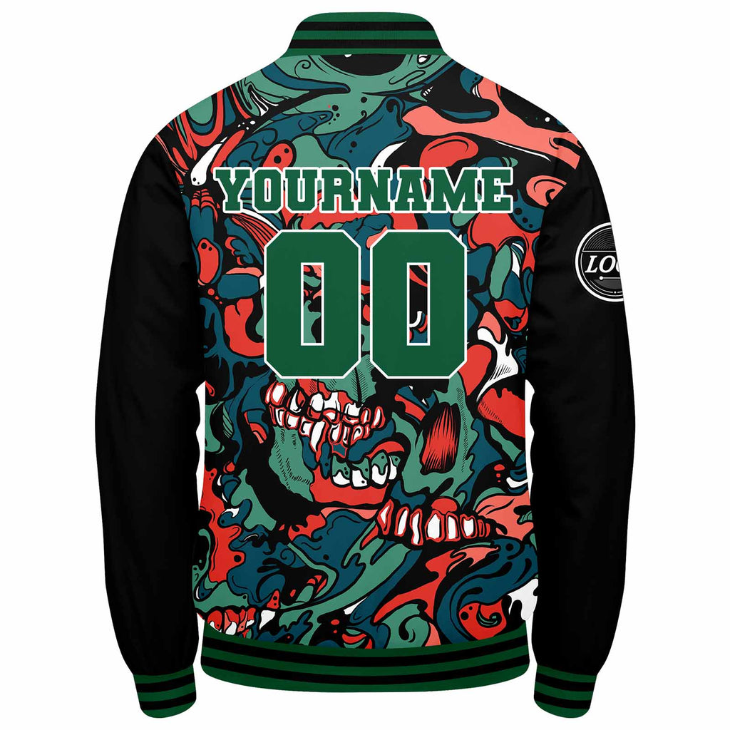 Custom Varsity Jacket Letterman jacket for Men, Women and Youth Green Orange enthsush