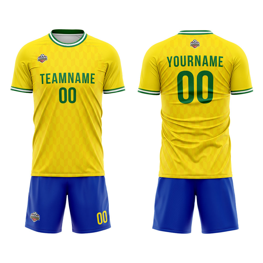 Custom Soccer Jerseys for Men Women Personalized Soccer Uniforms for Adult and Kid Yellow-Royal enthsush